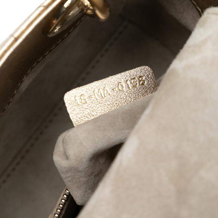 Pre Owned Dior Gold Mini Metallic Lambskin Cannage Lady Dior