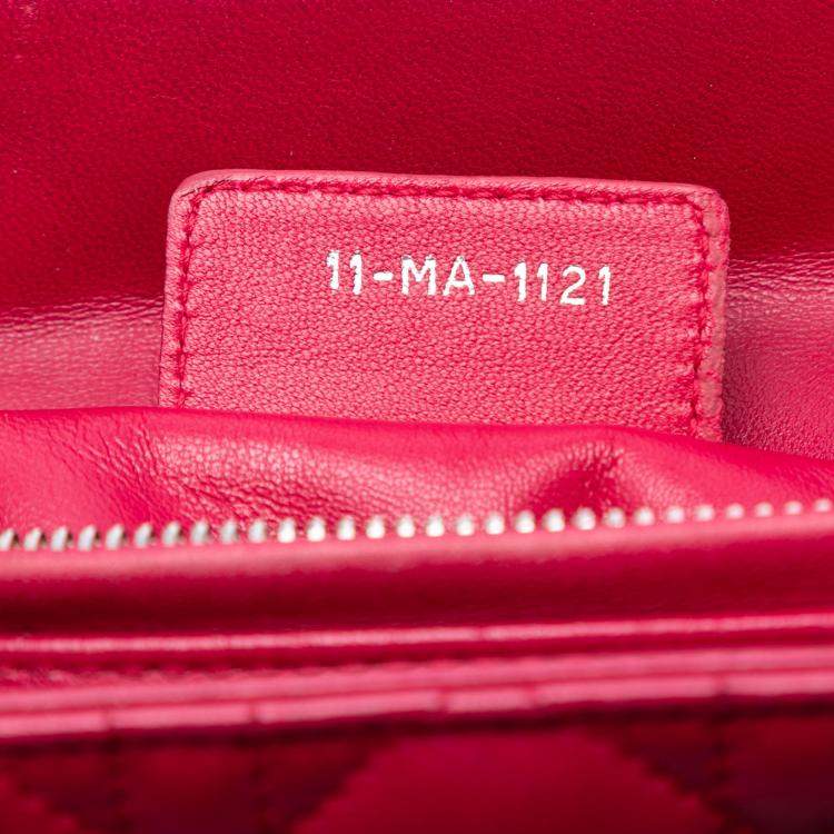 Pre Owned Dior Red Medium Lambskin Cannage Pearl Lady Dior