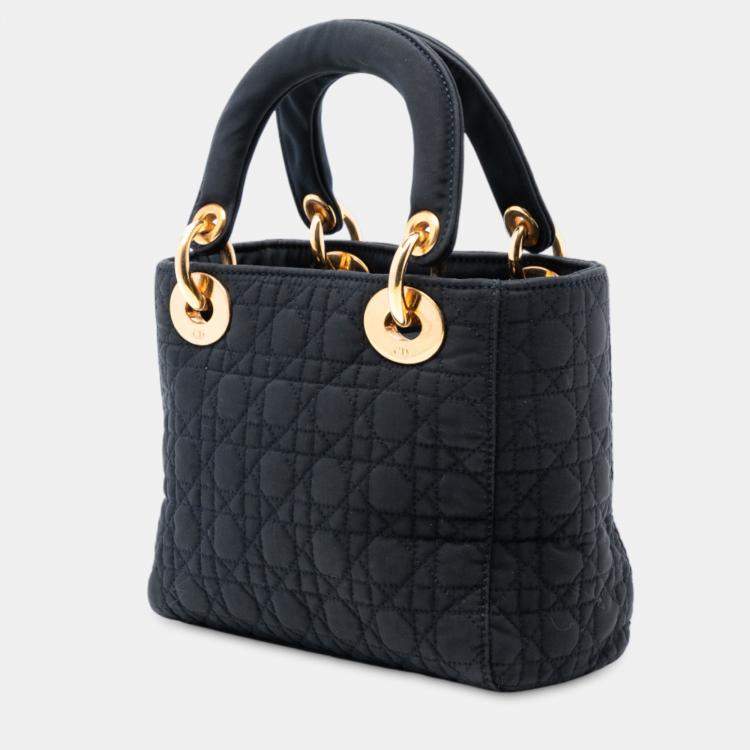 Pre Owned Dior Black Mini Nylon Cannage Lady Dior