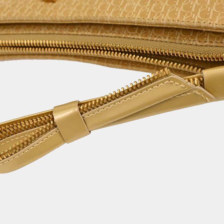 Pre Owned Dior Trotter Beige Suede Shoulder Bag