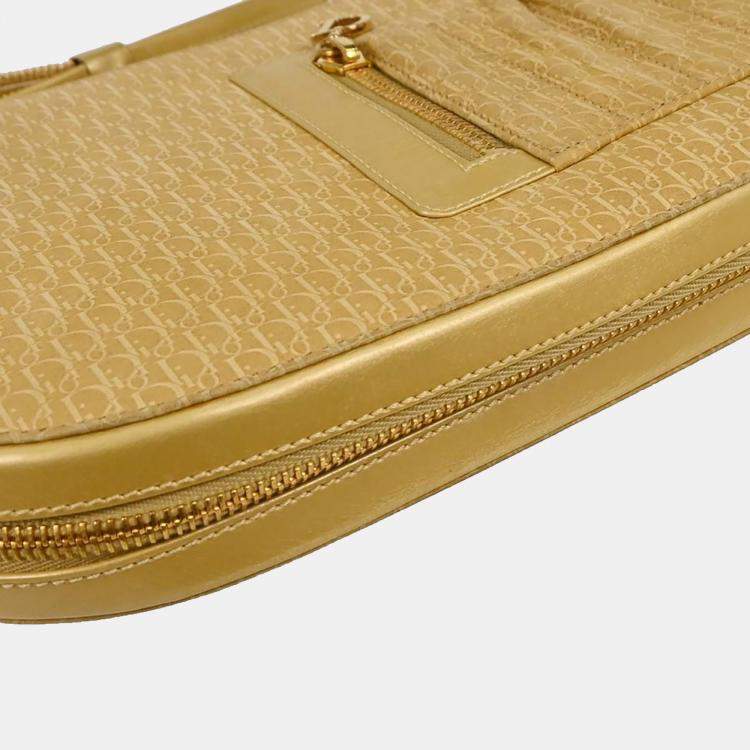 Pre Owned Dior Trotter Beige Suede Shoulder Bag