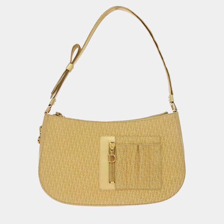 Pre Owned Dior Trotter Beige Suede Shoulder Bag