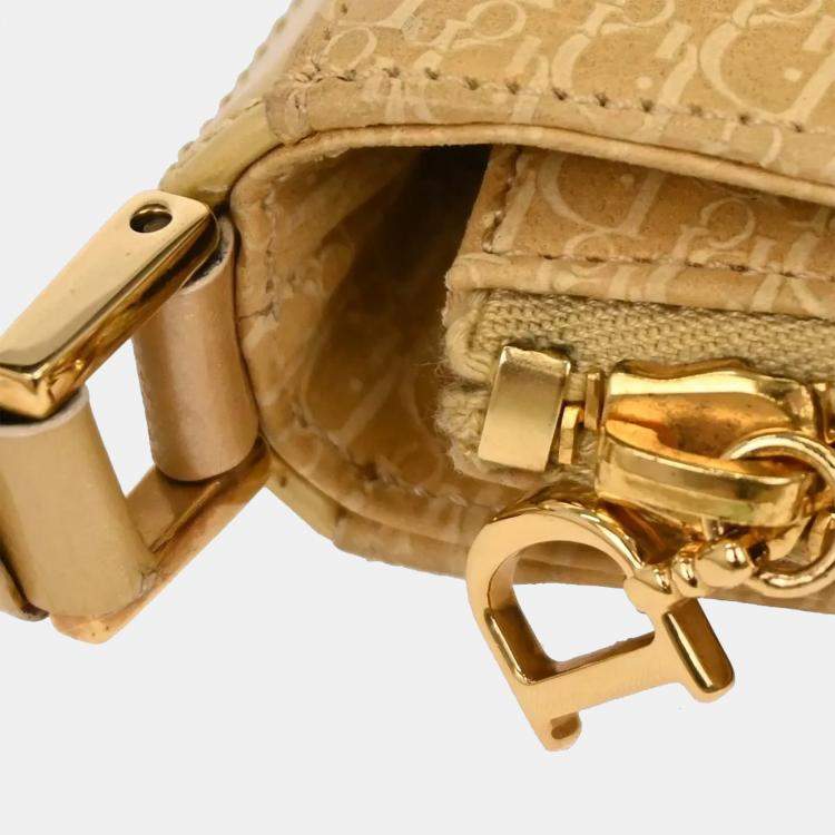 Pre Owned Dior Trotter Beige Suede Shoulder Bag