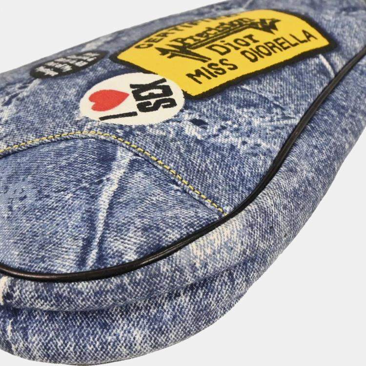 مملوكة مسبقًا Christian Dior Blue Canvas Denim Print Saddle Handbag