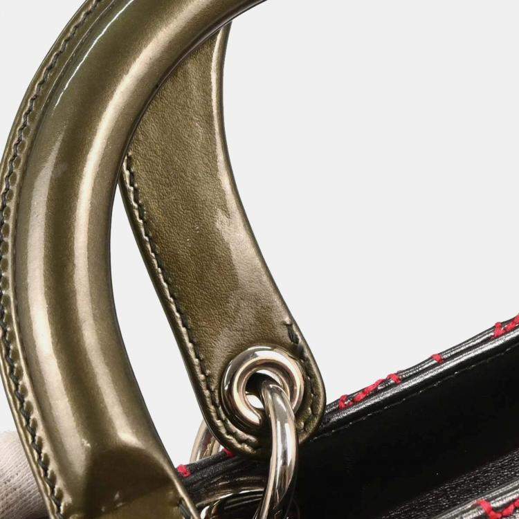 Pre Owned Dior Lady Dior Cannage Anselm Reyle Gray Lambskin Leather Top Handle Bag