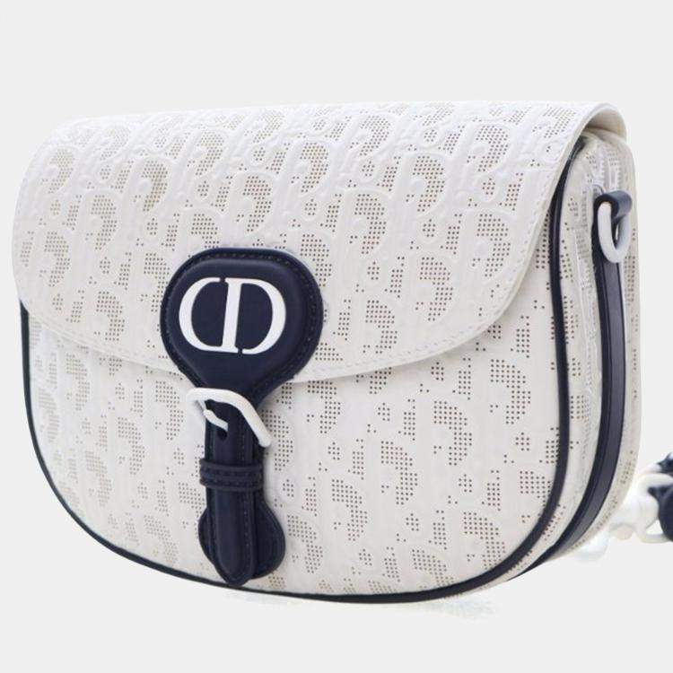 Pre Owned Christian Dior Medium White Calfskin Bobby
