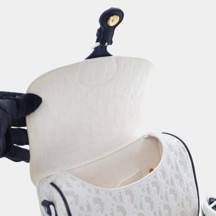 Pre Owned Christian Dior Medium White Calfskin Bobby