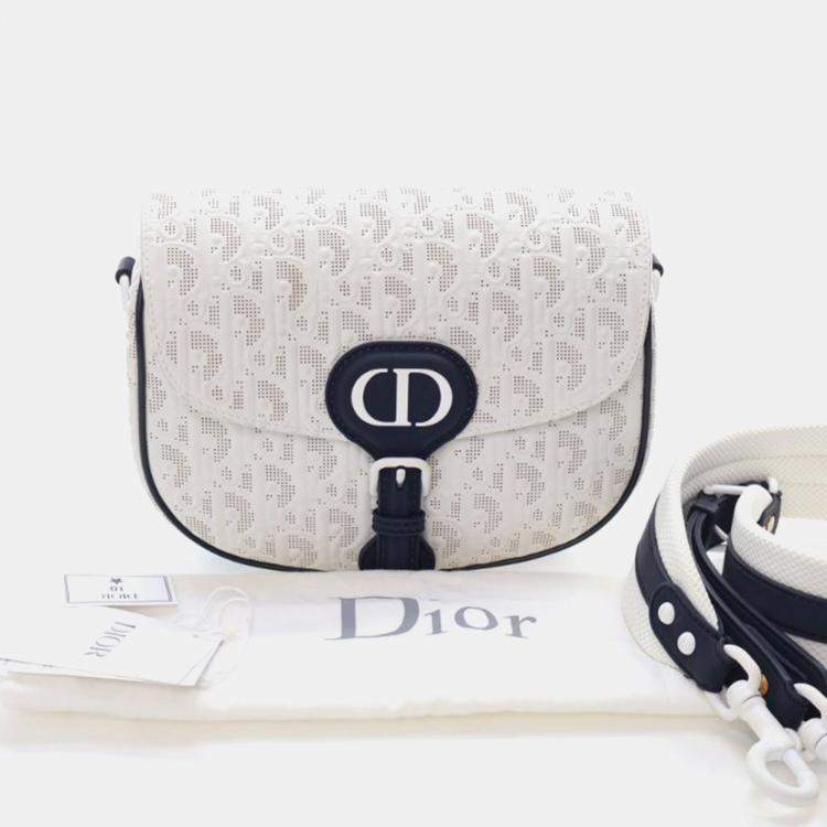 Pre Owned Christian Dior Medium White Calfskin Bobby