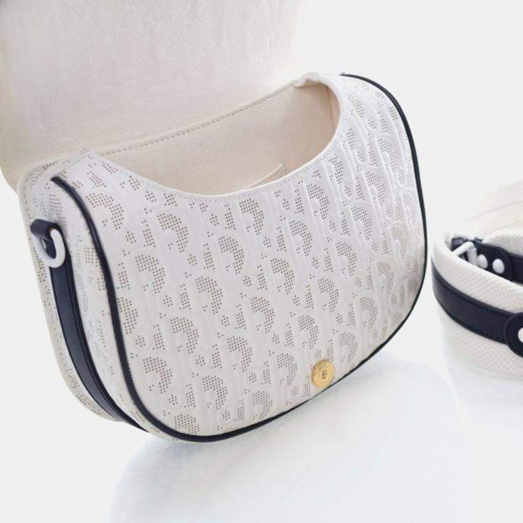 Pre Owned Christian Dior Medium White Calfskin Bobby