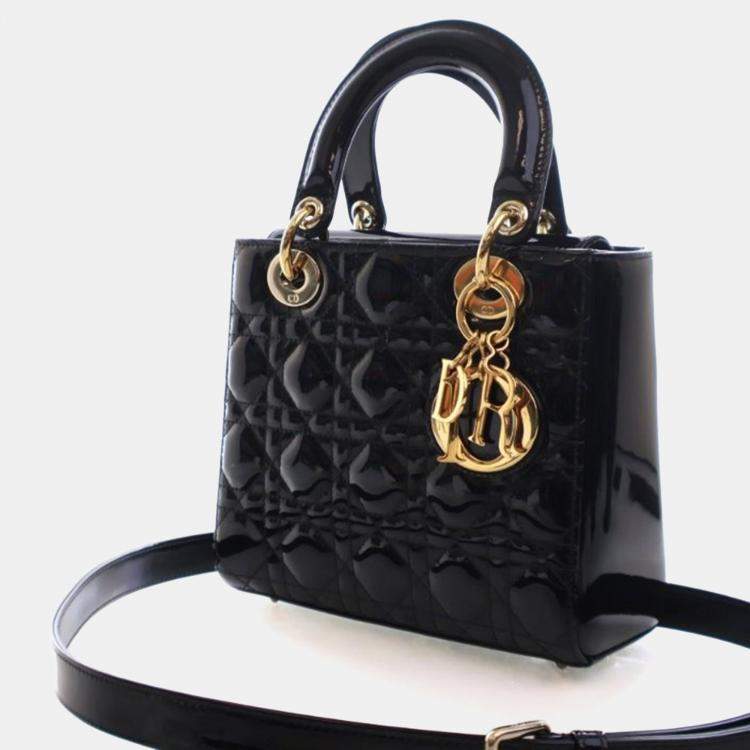 Pre Owned Christian Dior Small Patent Lady Dior