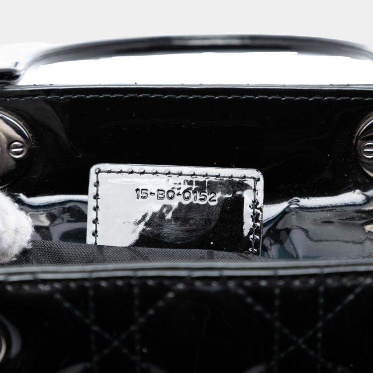 Pre Owned Dior Black Medium Patent Cannage Lady Dior