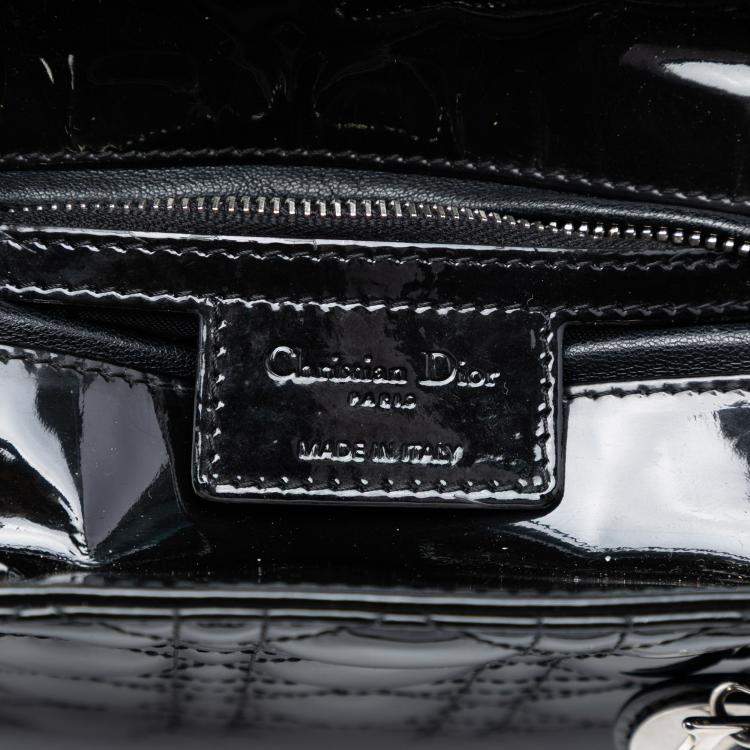 Pre Owned Dior Black Medium Patent Cannage Lady Dior