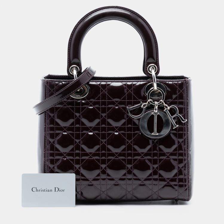 Pre Owned Dior Purple Medium Patent Cannage Lady Dior