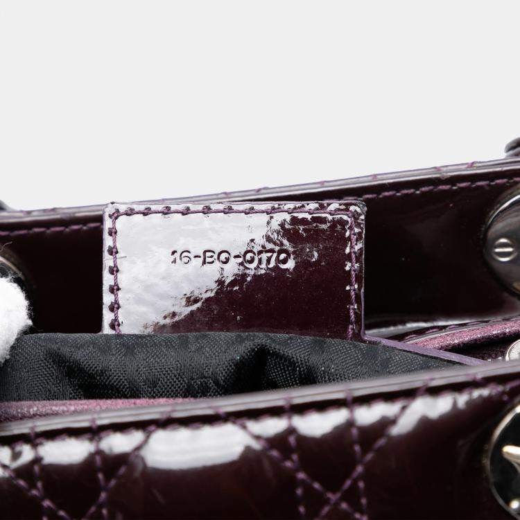 Pre Owned Dior Purple Medium Patent Cannage Lady Dior