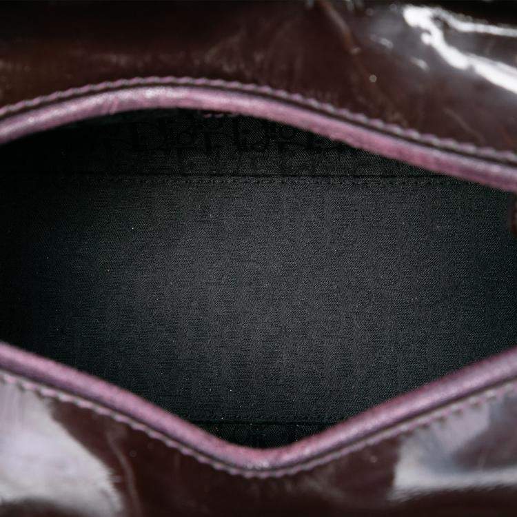 Pre Owned Dior Purple Medium Patent Cannage Lady Dior