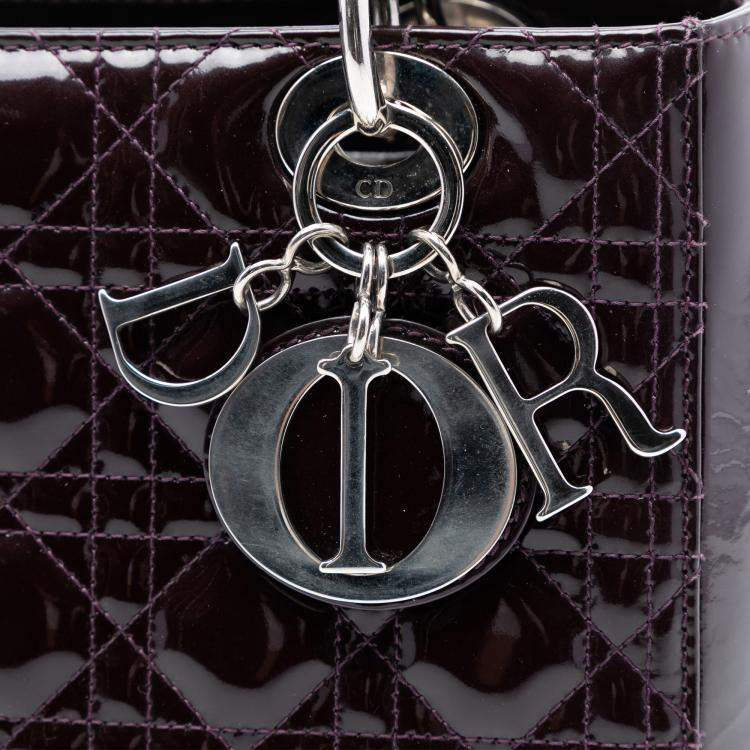 Pre Owned Dior Purple Medium Patent Cannage Lady Dior