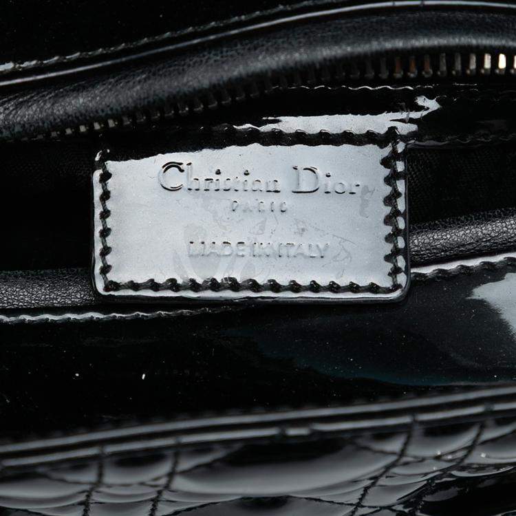 Pre Owned Dior Black Medium Patent Cannage Lady Dior