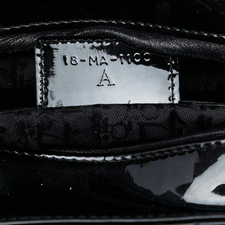 Pre Owned Dior Black Medium Patent Cannage Lady Dior