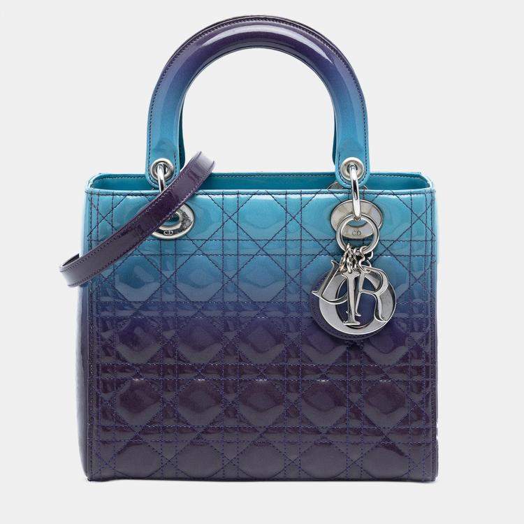 Pre Owned Dior Purple Medium Ombre Patent Cannage Lady Dior