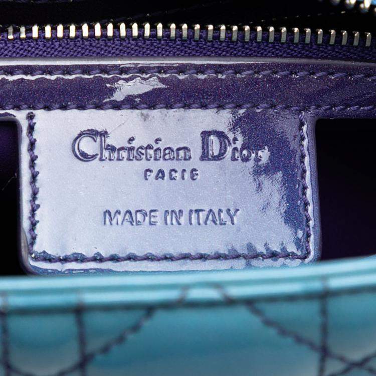 Pre Owned Dior Purple Medium Ombre Patent Cannage Lady Dior