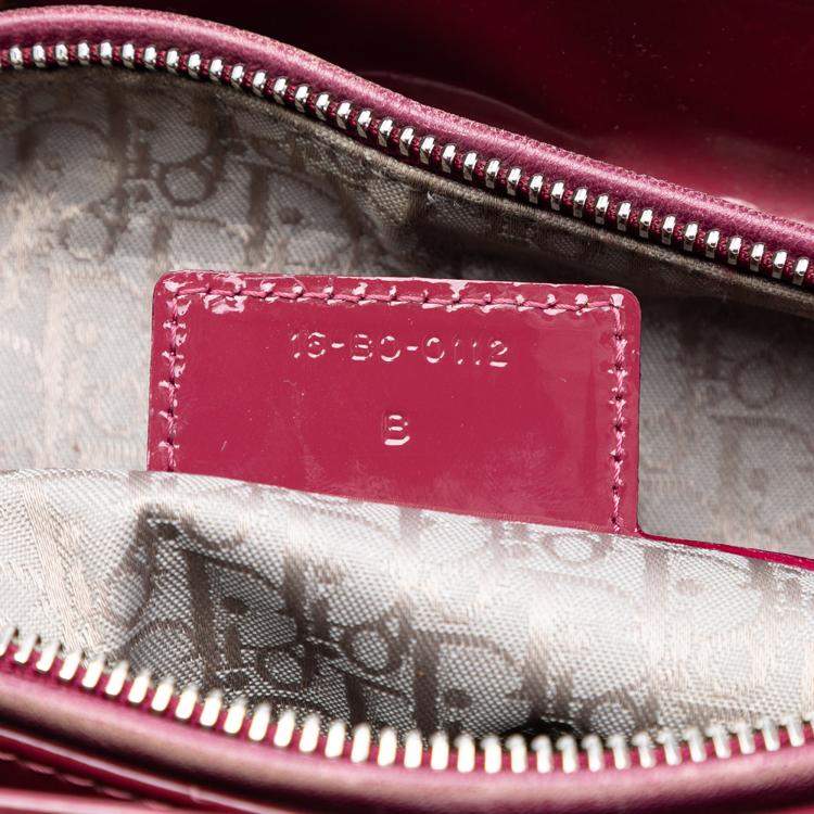 Pre Owned Dior Red Large Patent Cannage Lady Dior