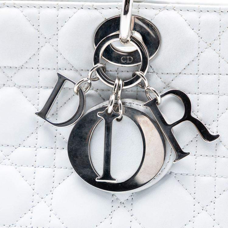 Pre Owned Dior White Medium Lambskin Cannage Lady Dior