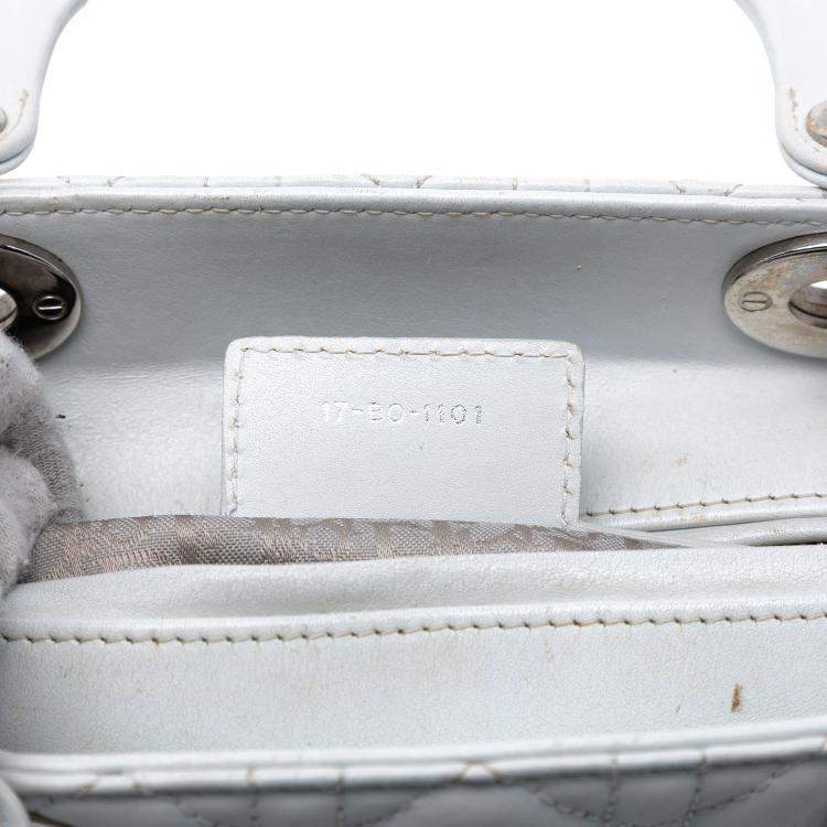 Pre Owned Dior White Medium Lambskin Cannage Lady Dior