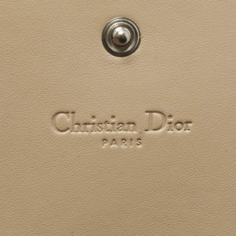 Pre Owned Dior Trotter Cream Oblique Coated Canvas Flap Continental Wallet
