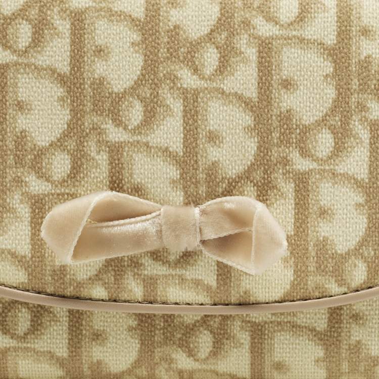 Pre Owned Dior Trotter Cream Oblique Coated Canvas Flap Continental Wallet