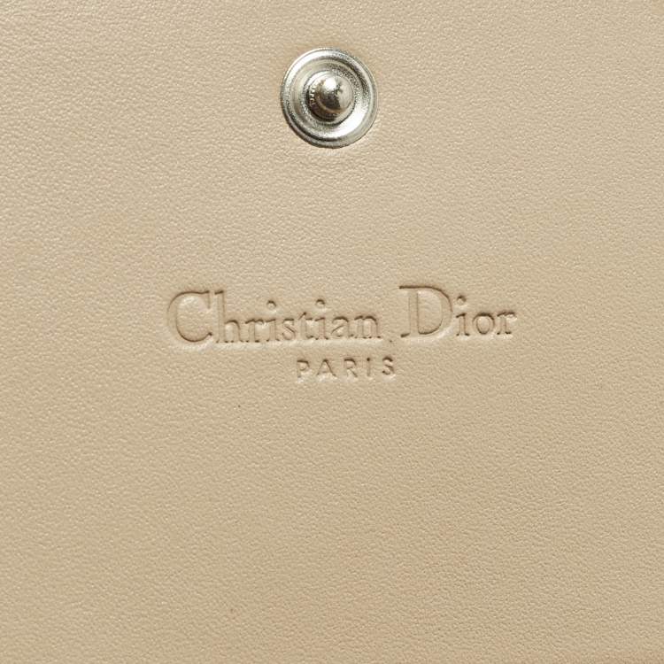 Pre Owned Dior Trotter Cream Oblique Coated Canvas Flap Continental Wallet