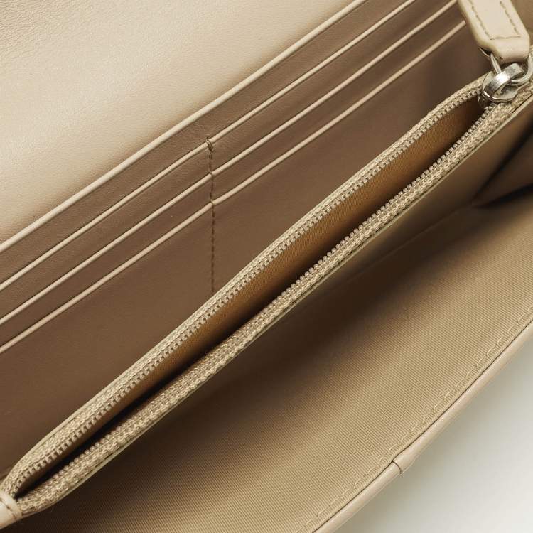 Pre Owned Dior Trotter Cream Oblique Coated Canvas Flap Continental Wallet