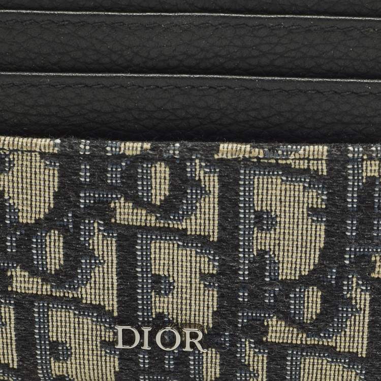 Pre Owned Dior Black Oblique Canvas and Leather Card Holder
