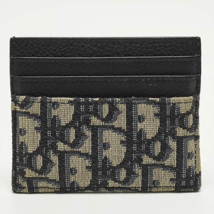 Pre Owned Dior Black Oblique Canvas and Leather Card Holder