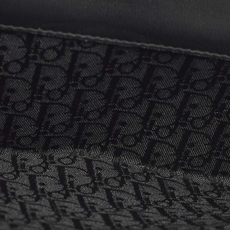 Pre Owned Dior D Logo Black CannageLeather Continental Wallet
