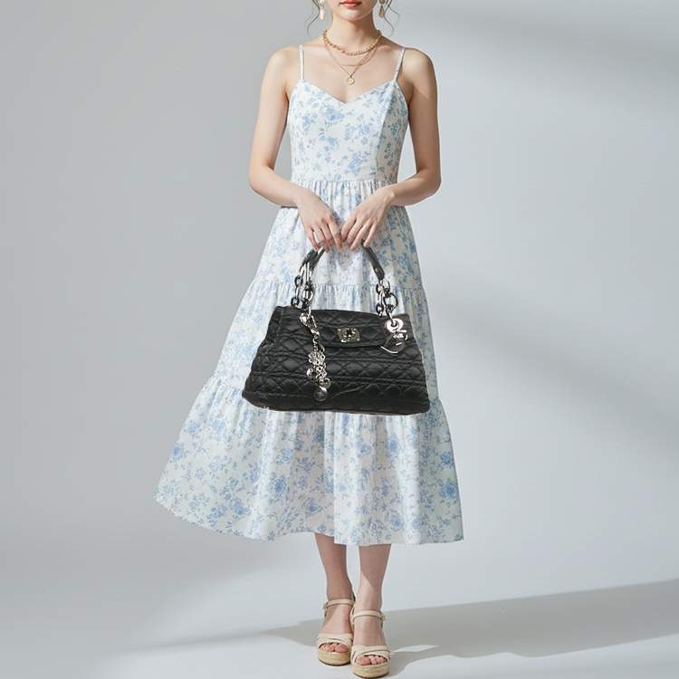 مملوكة مسبقًا Dior Charming Lock Black Cannage Nylon Satchel