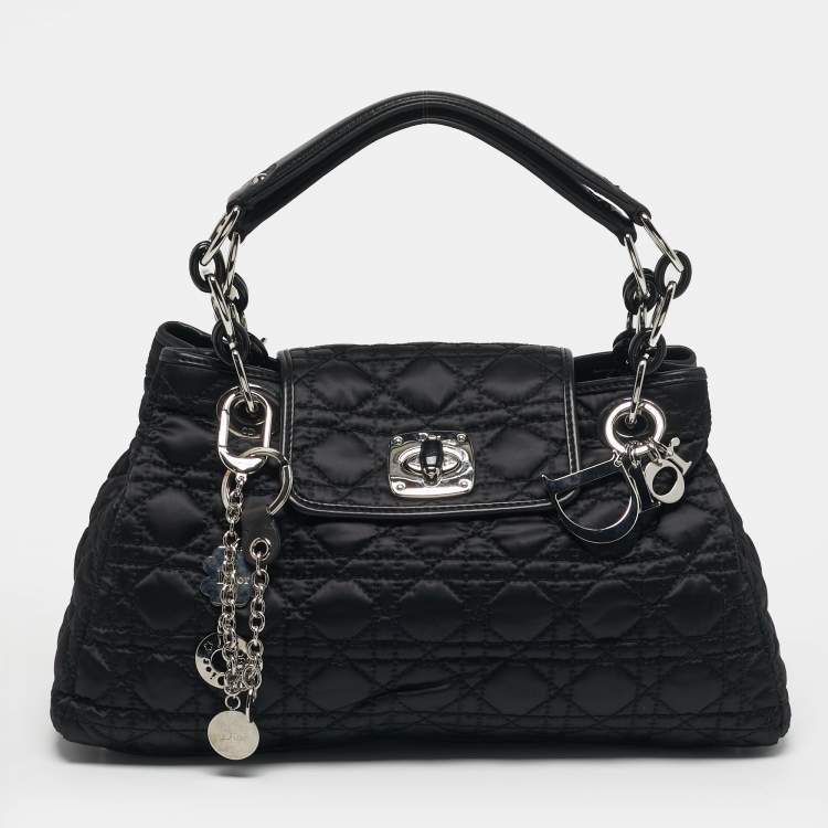 مملوكة مسبقًا Dior Charming Lock Black Cannage Nylon Satchel