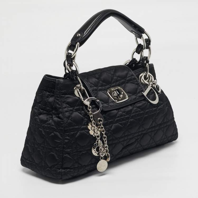 مملوكة مسبقًا Dior Charming Lock Black Cannage Nylon Satchel