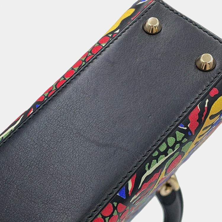 Pre Owned Dior Lady Dior 2Way Handbag Multicolor Leather Size Mini