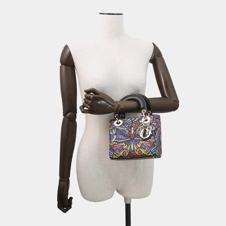 Pre Owned Dior Lady Dior 2Way Handbag Multicolor Leather Size Mini