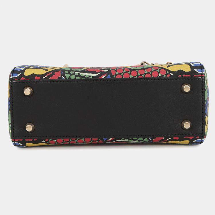 Pre Owned Dior Lady Dior 2Way Handbag Multicolor Leather Size Mini