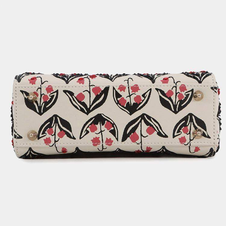 Pre Owned Dior Dior 2-Way Bag For Women, Beaded White/Pink/Black Leather Rhinestone Size Small