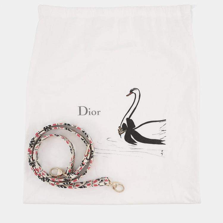 Pre Owned Dior Dior 2-Way Bag For Women, Beaded White/Pink/Black Leather Rhinestone Size Small