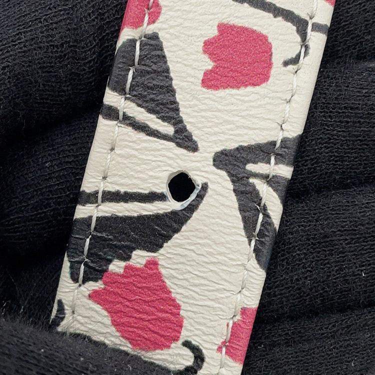 Pre Owned Dior Dior 2-Way Bag For Women, Beaded White/Pink/Black Leather Rhinestone Size Small