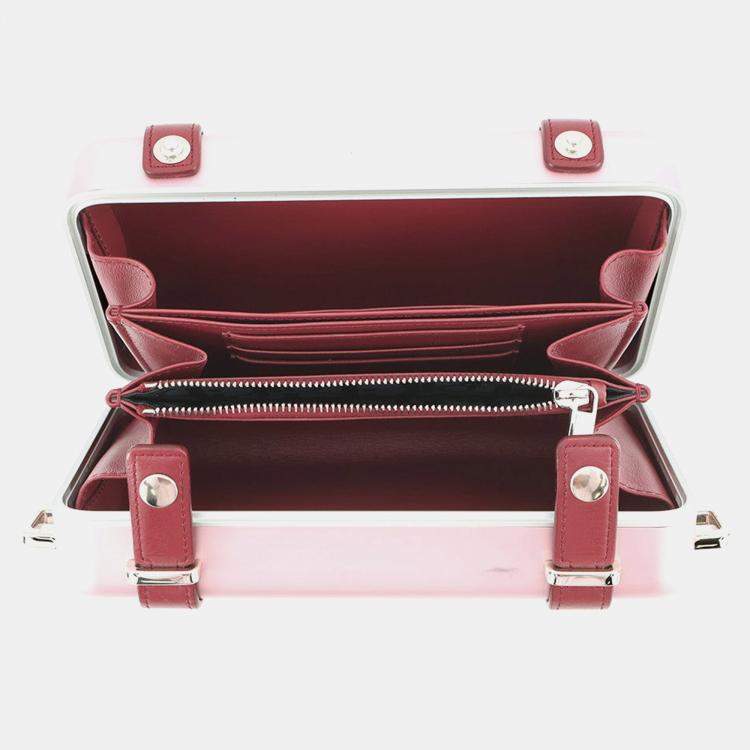 Pre Owned Dior Rimowa Collaboration Personal Clutch Bag Pink Aluminium Leather