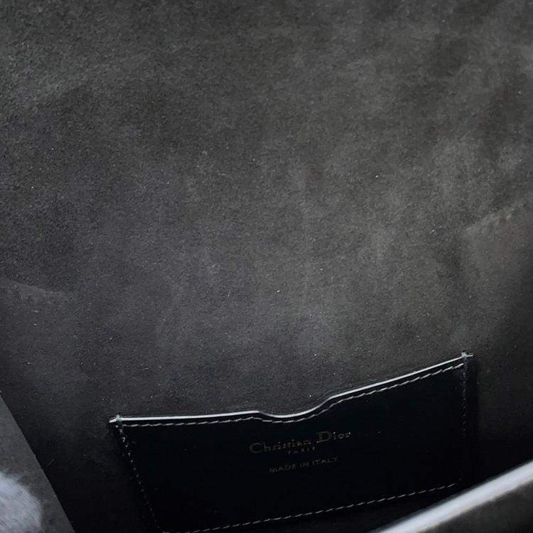 Pre Owned Dior Bobby Frame Shoulder Bag Black Leather Size Medium