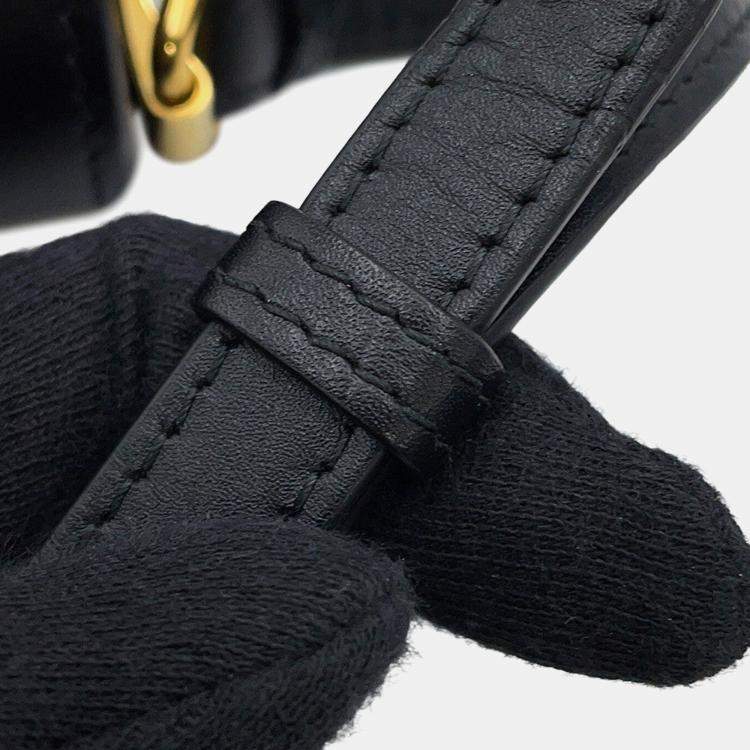 Pre Owned Dior Bobby Frame Shoulder Bag Black Leather Size Medium