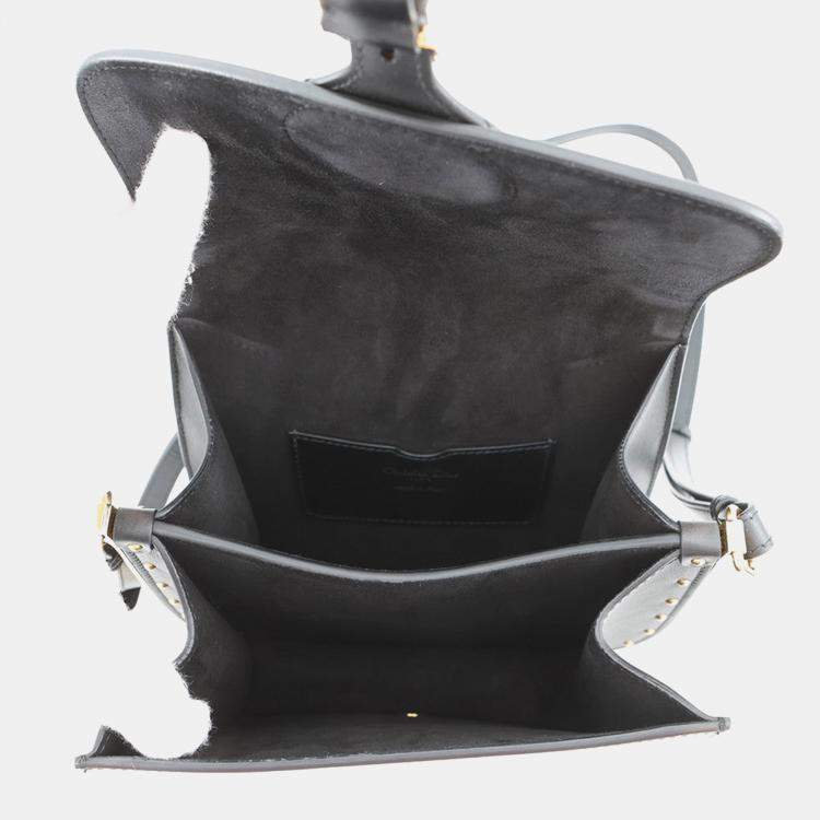 Pre Owned Dior Bobby Frame Shoulder Bag Black Leather Size Medium