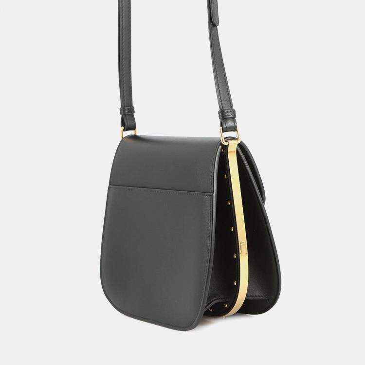 Pre Owned Dior Bobby Frame Shoulder Bag Black Leather Size Medium