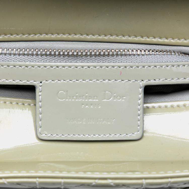 Pre Owned Dior Green Medium Patent Cannage Lady Dior