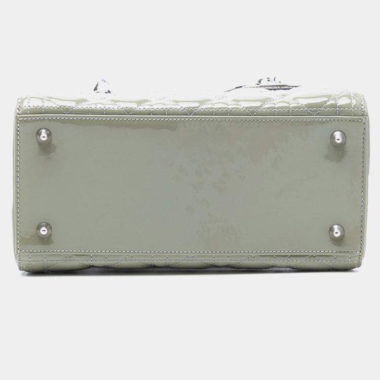 Pre Owned Dior Green Medium Patent Cannage Lady Dior